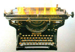 Flaming typewriter