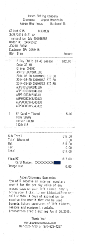 My Life In Receipts: Aspen Skiing Company, $617 - The Rumpus