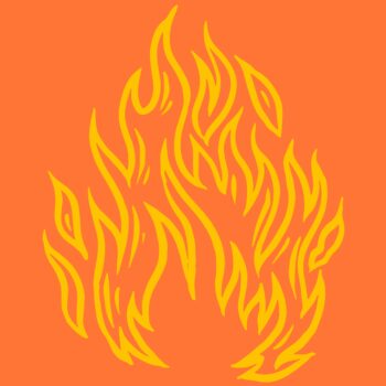 An orange and yellow drawing of fire.