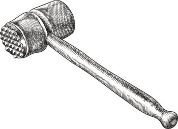 A black and white drawing of a meat tenderizer.